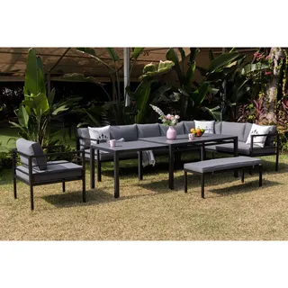 XXL Dining Lounge Set Portland Ausziehtisch variabel stellbar / 10 Personen NEU