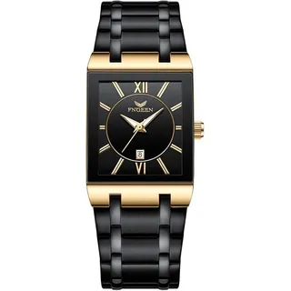 Watch Für Herren, Rechteckig Herrenuhren 3ATM Wasserdicht Eckige Analoge Quarz Uhren Multifunktional Kalender Leuchtzeiger Uhr mit Edelstahlarmband