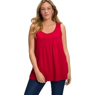 Ulla Popken Damen große Größen Übergrößen Plus Size Top, Zierfalten, A-Linie, Rundhals, ärmellos, Modal mohn 58+ 796470575-58+ - 58-60