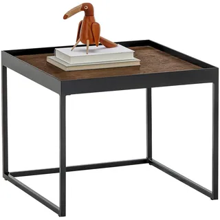 SetOne by Musterring Couchtisch, Schwarz, Eiche dunkel, Holz, Metall, Eiche, massiv, quadratisch, eckig, Kufe, 50x49x50 cm, Wohnzimmer, Wohnzimmertische, Couchtische, Couchtische Metall