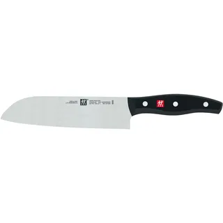 ZWILLING Twin Pollux Santokumesser, Klingenlänge: 18 cm, Großes Klingenblatt, Rostfreier Spezialstahl/Kunststoff-Griff im Nietendesign, Schwarz