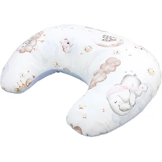 TupTam Baby Stillkissen Klein mit Baumwoll-Bezug, Farbe: Tiere auf wolken),