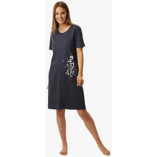 uncover by SCHIESSER Nachthemd Nightwear - kurzarm Schlafkleid, Nachtkleid, Schlafhemd blau|grau 42