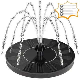 Solar-Vogeltränke, Brunnen, Pumpe, Solar-Springbrunnen mit 4 Düsen, Freistehend