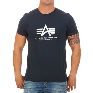 Alpha Industries Herren Basic T-Shirt,Blau (Navy 02), X-Large