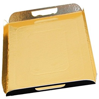 Tabletts Mit Henkeln 28X42 Cm Gold/Schwarz Karton - 25 Un.