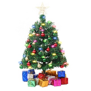 Künstlicher Weihnachtsbaum,45cm Mini Weihnachtsbaum Kleiner Weihnachtsbaum mit Beleuchtung LED,Stern Baumspitze,hängende Kugel,Geschenkkarton Weihnachtsdeko Tisch-Weihnachtsbaum für Haus Büro