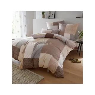 heine Bettwäsche Bettwäsche, Renforcé, 2 teilig, Renforcé beige|grau