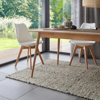 TacaHome Wollteppich Natur Handweb Teppich I Reine Schur-Wolle im Skandinavischen Design I Wohnzimmer Schlafzimmer Esszimmer Kinderzimer Büro | 170 x 230 cm Grau Meliert