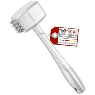 TronicXL Fleischhammer Gastro Aluminium Fleischklopfer Fleischhammer Schnitzelklopfer Steak, Edelstahl, Hammer zum Klopfen von Fleisch silberfarben