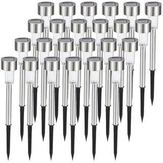 casativo-lighting Wegeleuchte Solar 10,0 cm 24er Set Dämmerungssensor Silber