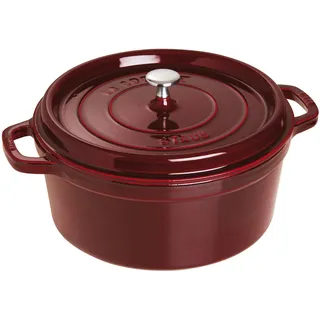 STAUB Cocotte, Gusseisen Bräter mit Deckel, 28 cm, 6,7 L, Rund, Alle Herdarten inkl Induktion, Made in France, Grenadine-Rot