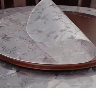 Tischfolie Rund Transparent Mit Abgeschrägte Kante,Tischfolie Transparent Rund,Tischdecke Matt,Runden wasserdichte Tischschutz (StyleC1.5mm,80cm)