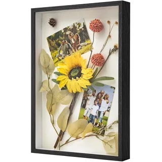 WISYOK 3D Bilderrahmen zum Befüllen A3, 3D Objektrahmen Tiefer 3cm, Tiefer Rahmen für Wand, Shadow Box für Fotos, Objekte, Hochzeitsstrauß, DIY Kunstwerke -43,5x31x4,5cm (Schwarz)