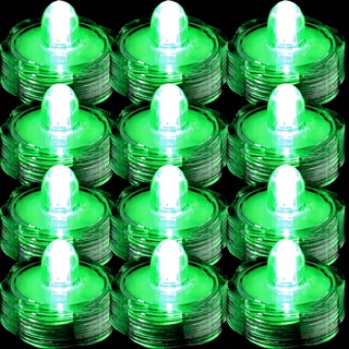 TDLTEK Wasserdichte Unterwasser-LED-Teelichter, für Hochzeit, Party, Dekoration, 12 Stück, Grün