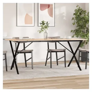furnicato Couchtisch Esstisch aus massivem Kiefernholz 180x90x75 cm mit pulverbeschichtetem (1-St), Rustikale Tafel mit stabilem X-Gestell und unbehandelter Oberfläche braun X-Gestell