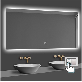 duschspa Badspiegel Spiegel mit LED Beleuchtung dimmbar 40-120cm horizontal/vertikal, Touch oder Wandschalter 120 cm x 80 cm