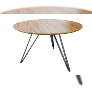 möbelliebling Runder Esszimmertisch 100 x 77 x 100 cm Eiche beige/silber