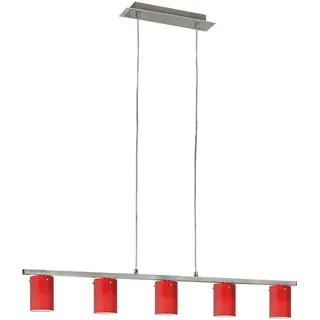 EGLO Dress 5-flg. G9 60 cm rund rot Glas Chrom