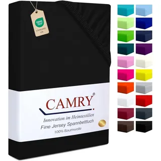 Camry Spannbettlaken Jersey-Baumwolle 90 x 100 - 100 x 200 cm schwarz