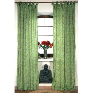 Guru-Shop Vorhang Seidige Boho Vorhänge, 1 Paar Bohemia Gardine.. grün