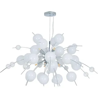 Näve Hängeleuchte Explosion, Klar, Weiß, Chrom, Metall, Glas, Kugel,Kugel, 150 cm, Lampen & Leuchten, Innenbeleuchtung, Leuchten nach Räumen, Esstischlampen