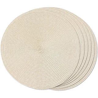 Duendhd Runde geflochtene Platzsets, 6 Tischsets für Esszimmer, gewebt, waschbar, nicht Platzsets, 38,1 cm, Beige