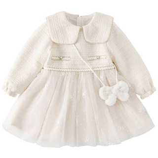 Dave & Bella Germany Babydollkleid Ikonische Tweed-Kleid mit Tasche (2-tlg) weiß