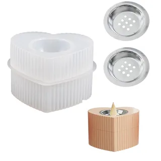 JS MOLD Silikonform Beton Silikon Gießform,Silikonform für Räuchergefäß,Räuchergefäß Silikonformen Mit 2 Zubehör,Gießformen Silikon für Beton Gips DIY Kerzen (Herzförmig)