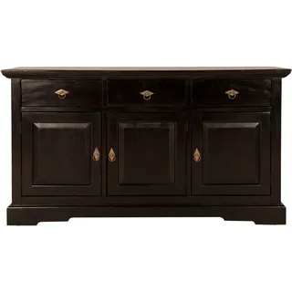 Sideboard SIT "Kommode SAMBA – Massivholz-Sideboard 148 cm, 3 Türen & 3 Schubladen", braun (dunkelbraun), B:148cm H:83,5cm T:44cm, Massivholz, Sideboards, Sideboard, Massives Akazien-Kommode, 3 Türen & 3 Schubladen dunkel lackiert