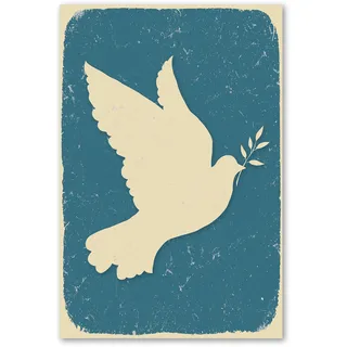 Postereck - 1778 - Vintage Plakat, Frieden Taube Ölzweig Vogel Retro - Spruch Schrift Wandposter Fotoposter Bilder Wandbild Wandbilder - Poster - 4:3-61,0 cm x 45,5 cm