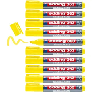 edding 363 Whiteboardmarker - gelb - 10 Whiteboard Stifte - Keilspitze 1-5 mm - Boardmarker abwischbar - für Whiteboard, Flipchart, Magnettafel, Pinnwand, Memoboard - Sketchnotes