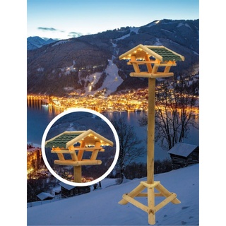 Vogelfutterhaus Tirol mit LED Beleuchtung, Holz, Futterhaus