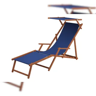 Erst-Holz Relaxliege blau Gartenliege Strandliege Fußteil Sonnendach Tisch Buche klappbar 10-307 F S T