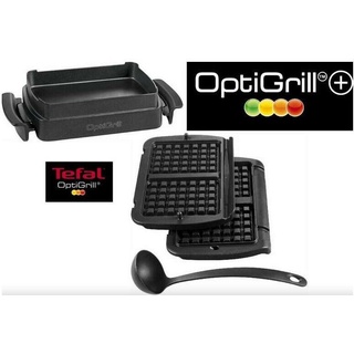 Tefal Kontaktgrill Waffelplatten/Kelle + Snacking-Backingschale, für Optigrill+ & Elite Modell schwarz
