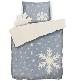 MONT CHALET Wendebettwäsche Fell-Schneeflocken Mikrofaser Chinchilla Einzelbett, 3tlg.