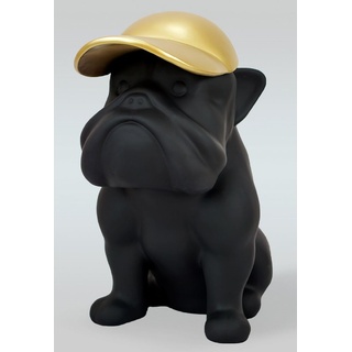 Casa Padrino Luxus XXL Deko Skulptur Hund Bulldogge Matt Schwarz / Gold H. 100 cm - Große Deko Figur - XXL Wohnzimmer Deko - XXL Garten Deko