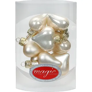 MAGIC 8 STK. Herzen 4cm Glas Weihnachtsschmuck Weihnachtskugeln Weihnachtsdeko Christbaumkugeln Christbaumschmuck Farbe: Champagner Glanz/matt