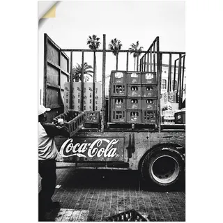 Wandbild ARTLAND "CocaCola-LKW in El Jadida - Marokko" Bilder Gr. B/H: 80 cm x 120 cm, Wandaufkleber - Vinyl Auto Hochformat, 1 St., schwarz Kunstdrucke als Alubild, Outdoorbild, Leinwandbild, Poster, Wandaufkleber