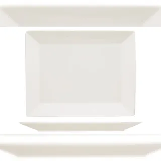 METRO Professional Platte Modern, Porzellan, 33 x 26 cm, rechteckig, weiß, 4 Stück