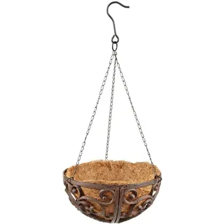 Dehner Gusseisen-Hängeampel Katalonien mit Kokoseinlage Ø 30 x 18 cm braun