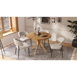 Design Esstisch Renzo ausziehbar 110 bis 180 cm rund Esszimmer Tisch - Naturbelassen