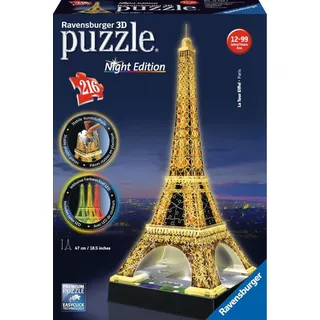 Ravensburger 3D Puzzle Eiffelturm in Paris bei Nacht 12579  - leuchtet im Dunkel