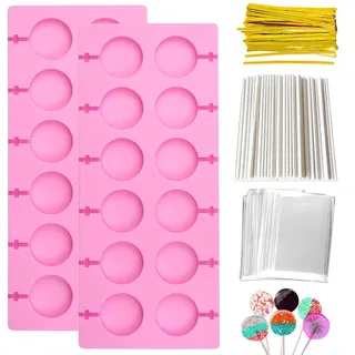 Lollipop Form Silikon, Lutscherform 20 Cake Pop Silikonform Cake Pop Form mit 100 Stück Lollipop Sticks und 10 transparente Taschen Lutscherform Lutscher Backform