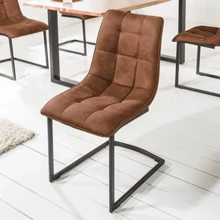 Industrial Freischwinger Stuhl MIAMI - antik braun - Schwingstuhl Esszimmerstuhl