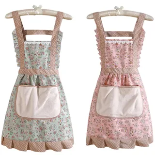 TYFGRT 2 Stück Blumenschürzen, Schürzen Mit Blumendruck, Putzschürzen Für Damen, Große Taschenschürzen, Grillschürzen, Küchenbackschürzen, Gartenschürzen