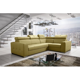 JVmoebel Ecksofa, Ecksofa Couch Polsterung Wohnzimmer Leder L-Form beige
