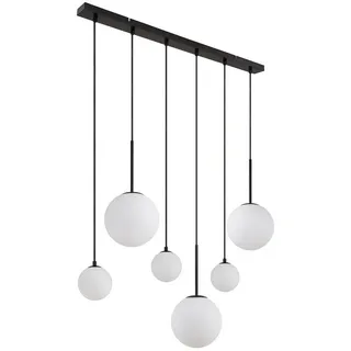 GLOBO LIGHTING Hängeleuchte, Leuchtmittel nicht inklusive, Hängelampe Pendellampe Esstischlampe Glaskugel 6 flammig weiß H 117 cm schwarz