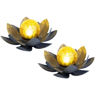 2er Set LED Solar Außen Lampen Lotus Blumen Garten Beleuchtung Seerosen Design Leuchten 25 cm