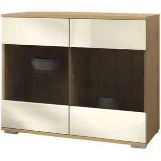 Vladon Bari 92,5 x 75,5 x 35 cm Gelb / Creme Hochglanz